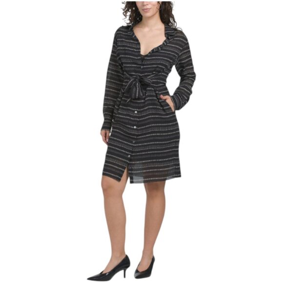 THEORY Silk Blend Tie With Shirt Fresh Mini Dress - Picture 1 of 3